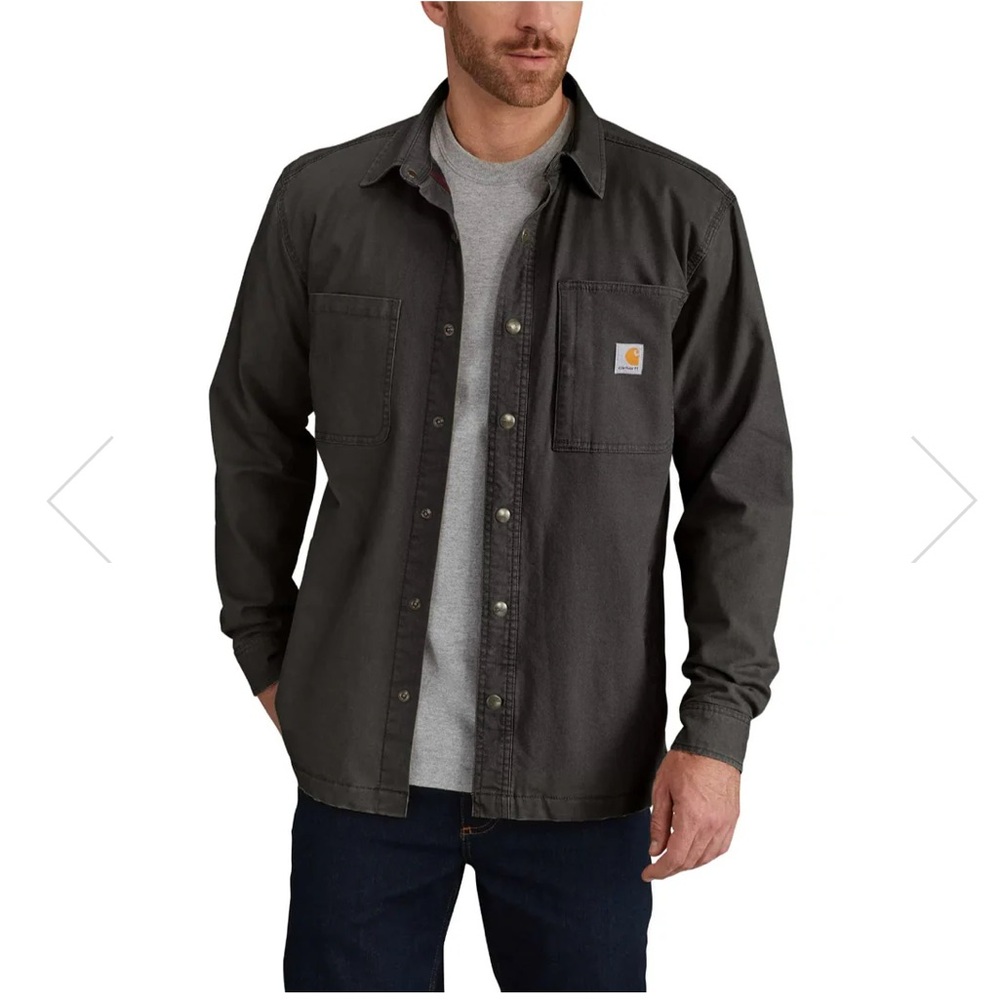 Carhartt Rugged Flex Relaxed Fit Canvas Fleece-Lined Snap-Front Shirt Jac